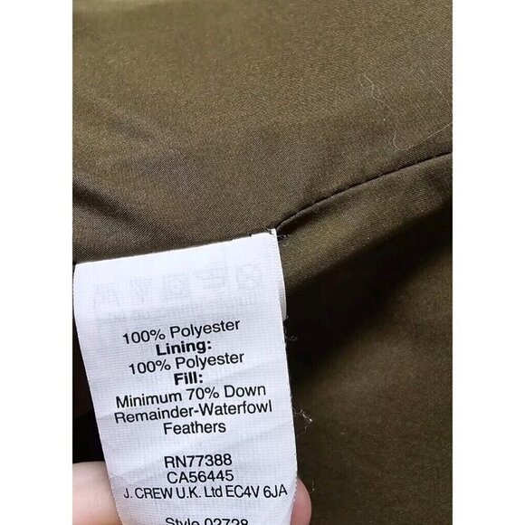 J. Crew Womens XS Green Camo Camouflage Goose Down Puffer Vest Full Zip - Picture 8 of 8